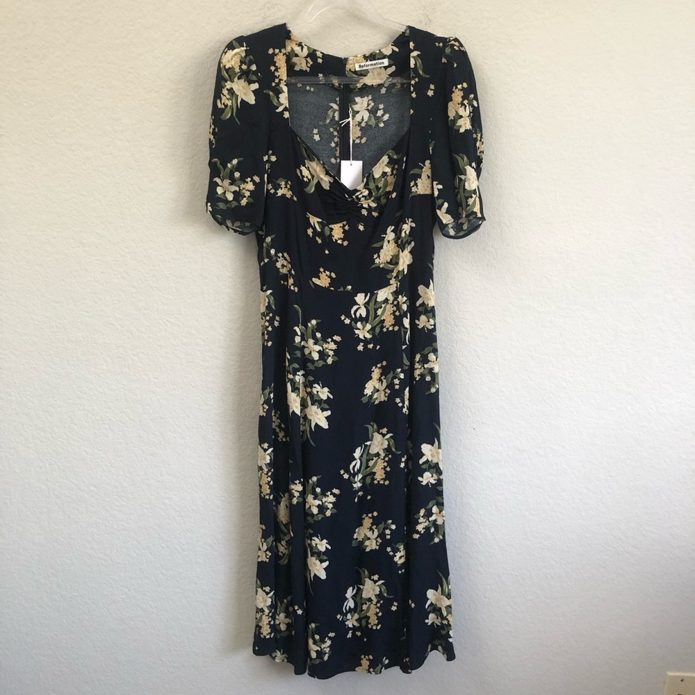 Reformation Martin Floral Midi Dress Yolanda Sz 10 - Picture 2 of 4